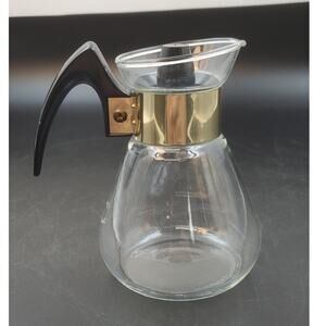 Vintage MCM Pyrex Corning 1960s Glass 2 Cup Tea/Coffee Pot w/Lid